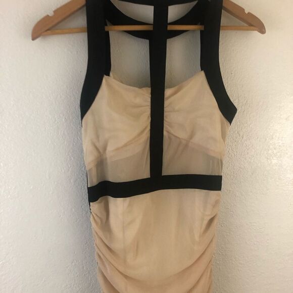 Lush Sexy Strappy mesh Ruched Bodycon dress M - Picture 6 of 6